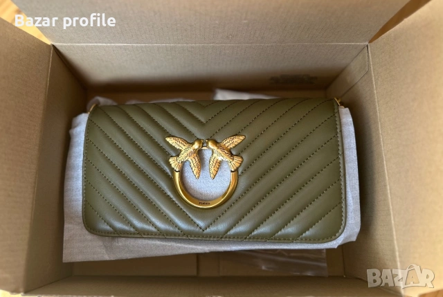 Дамска чанта Pinko Love Click Baguette Mini Chevron маслинено зелено, , снимка 7 - Чанти - 53998487