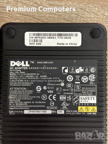 зарядно за лаптоп Dell/Alienware PN402  230W, снимка 3 - Части за лаптопи - 54984389