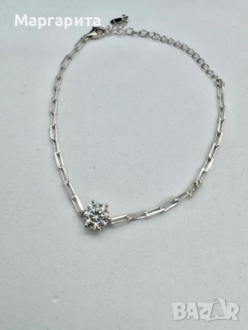 Сребърна гривна с мойсанит ( диамант) 1 карат, снимка 9 - Гривни - 54007550