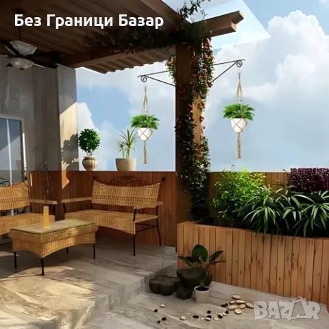 Нов Комплект 2 броя въжени държачи за саксии, за интериор и екстериор, снимка 7 - Други - 54920719
