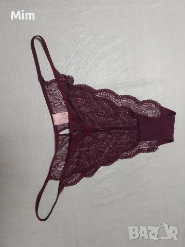 Hunkemoller 2XL Дантелена изрязана бикина в цвят бордо , снимка 6 - Бельо - 55550409