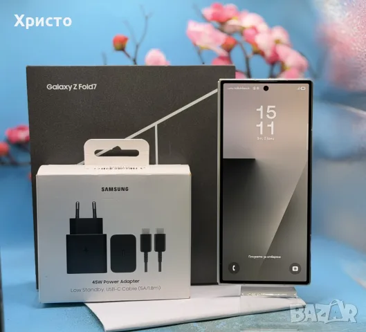 ГАРАНЦИОНЕН!!! Samsung Galaxy Z Fold7, 12GB RAM, 256GB, 5G, Silver Shadow + подарък 45W зарядно