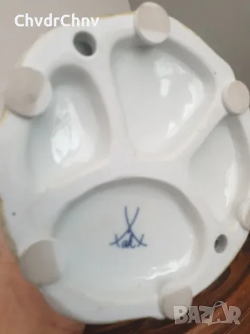 Meissen фигура 34см-1,5кг/Майсен порцеланова статуетка на момиче с цветя, снимка 14 - Статуетки - 55606434