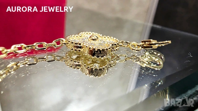 Van Cleef & Arpels VCA 5 Motifs Gold Diamonds Vintage Alhambra Дамска Гривна, снимка 6 - Гривни - 54709904