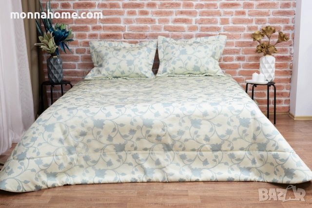 Шалте за спалня в зелено и златисто, снимка 2 - Спално бельо - 54137596