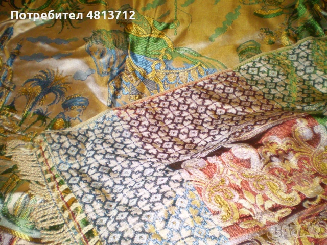 Копринен килим, покривка за маса от 19-ти век с ориенталски мотиви, снимка 14 - Антикварни и старинни предмети - 54579751