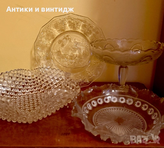 Антично стъкло от уран купа чиния , снимка 2 - Антикварни и старинни предмети - 54634845