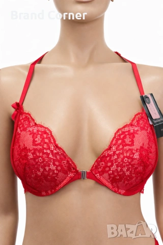 Hunkemöller червен дантелен сутиен - 80C с предно закопчаване