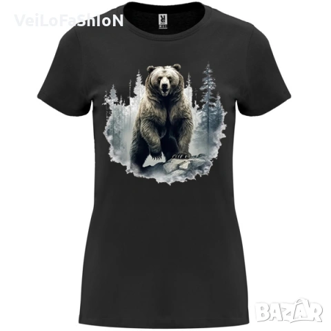 Нова дамска тениска с Мечка, в бял или черен цвят, снимка 2 - Тениски - 49740128