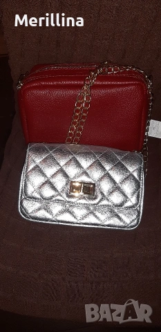 Сребриста нова кожена дамска чантичка, снимка 2 - Чанти - 54309885
