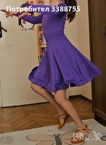 Виолетово-лилава рокля за спортни танци, снимка 2 - Детски рокли и поли - 54145404