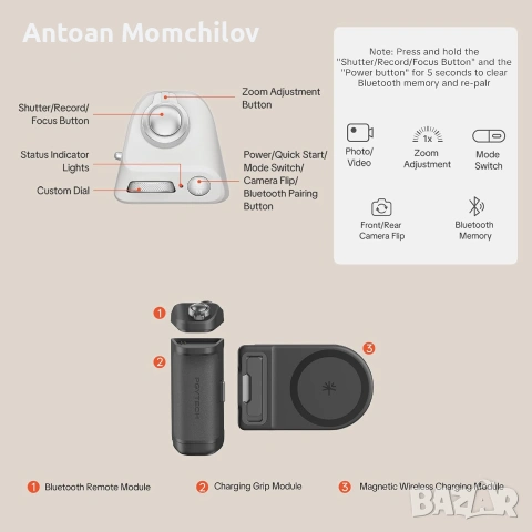 Магнитен грип за телефон PGYTECH MagCam 2, снимка 3 - Калъфи, кейсове - 55233794