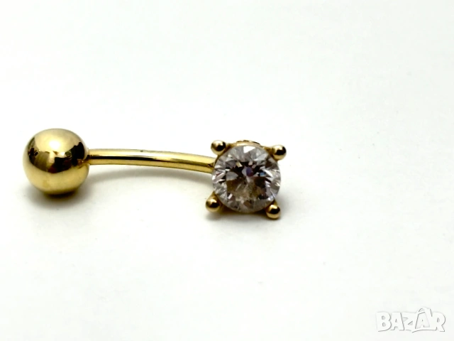 Златна обеца за пъп- 1,07 грама, 14К (проба 585), снимка 4 - Обеци - 54055063