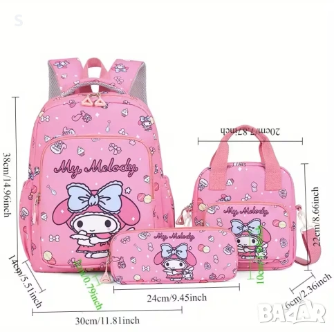 Комплект ученическa раницa с несесер и чанта за обяд - Hello Kitty, снимка 2 - Раници - 45298347