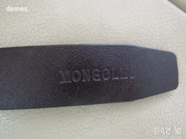 Нов кожен мъжки колан от Монголия, черен,110 см, снимка 4 - Колани - 55339805