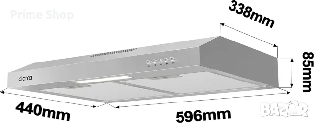 Абсорбатор за вграждане под шкаф CIARRA CBCS6903D, 60 см, 220 m³/h, снимка 2 - Абсорбатори - 55427493