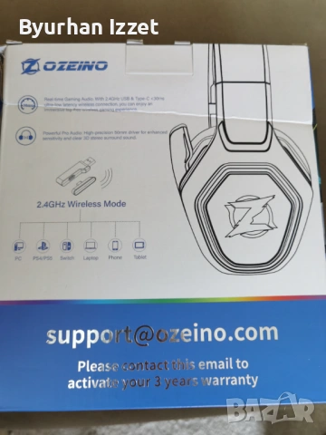 Безжични слушалки ozeino ow810 7.1 съраунд звук кристално бели, снимка 3 - Слушалки и портативни колонки - 54039158