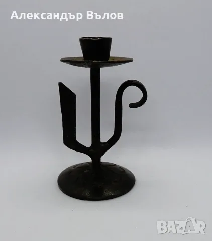 Стар Декоративен Метален Свещник Ръчноправен