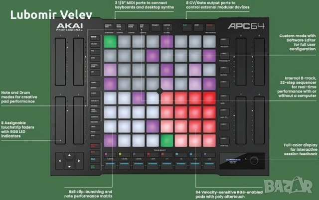 AKAI Professional APC64 MIDI Pad Controller + Decksaver Akai Pro APC64, снимка 2 - Други - 54946641
