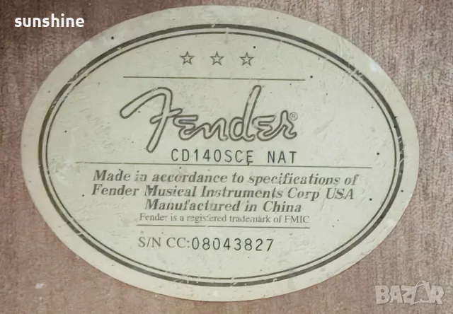 Fender CD140SCE Nat + Fender Fishman Classic 4T акустична китарас предусилвател и тунер, снимка 4 - Китари - 55380758