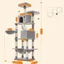 Драскалка за котки Light Gray 206 см – XXL катерушка с 2 къщички, хамак и площадки, снимка 1