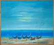 Картина "Лодки и мрежи", 2003 г., худ. Н. Чанев (1963-2020), снимка 1