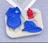 Пес патрул Paw patrol Полицейска значка шапка пожарен кран силиконов молд форма декор торта фондан , снимка 1