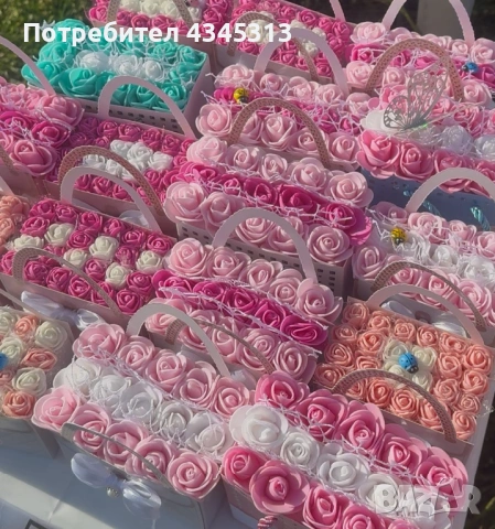 Ръчно изработени соеви свещи, цветя от тел и кошнички от рози , снимка 3 - Други - 54819644