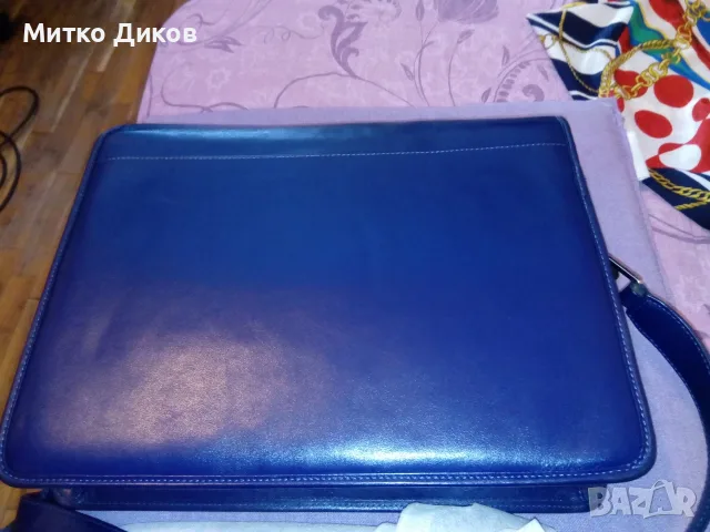 Petek 1855 маркова бизнес тъмно синя унисекс чанта нова естествена кожа 33х25х14, снимка 9 - Чанти - 55604757