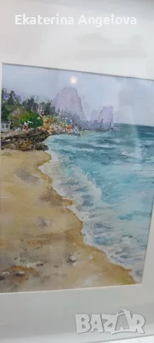 Акварелна картина, серия "Шумът на морето" 29х24см, снимка 5 - Картини - 55252708