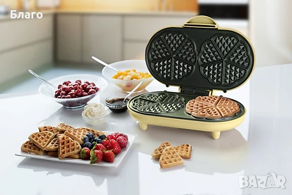 Гофретник Bestron Sweet Dreams, двоен, 10 гофрети във формата на сърце, снимка 5 - Гофретници - 54919353