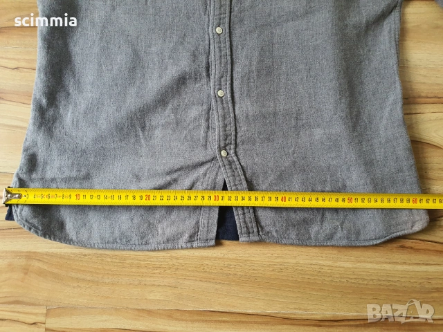 Tommy Hilfiger риза XL Regular Fit 100% памук сива, плътна материя, снимка 8 - Ризи - 54682734