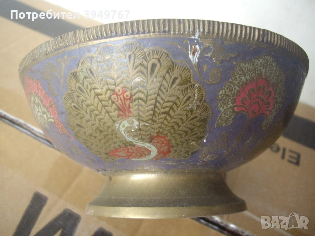 Месингова рисувана купа., снимка 4 - Антикварни и старинни предмети - 54530953
