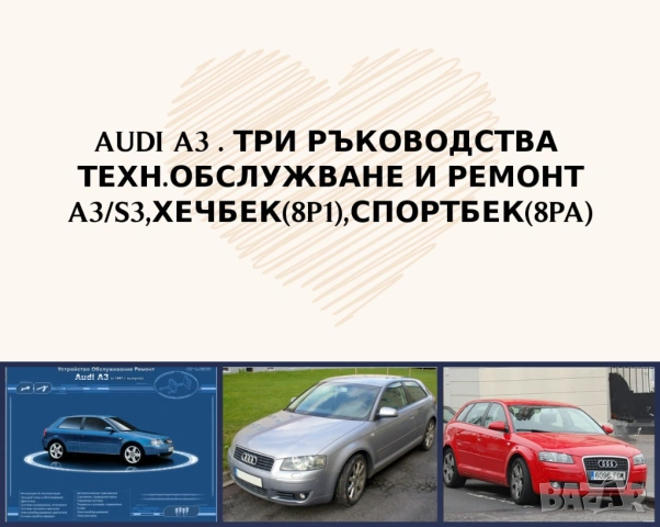 AUDI АЗ Три ръководства за експлоатация,техн.поддръжка и ремонт/на CD или флашка/
