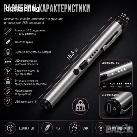 Електрошок зареждащ се USB самозащита кучегон дамски химикалка, снимка 3 - Екипировка - 41142118