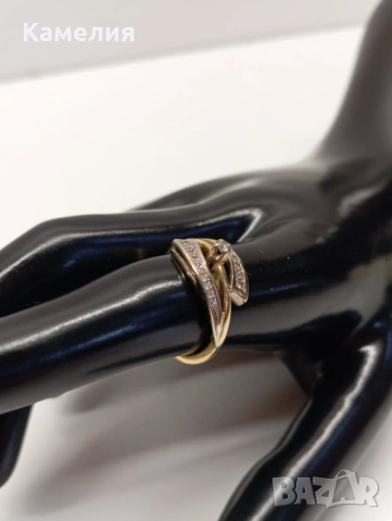 Златен пръстен с брилианти , снимка 10 - Пръстени - 54290741