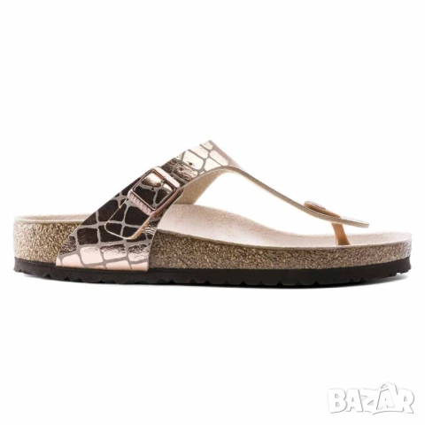 Дамски Сандали от Естествен Велур, Birkenstock Gizeh Gator Gleam Copper 1016050 Анатомични, Джапанки, снимка 4 - Сандали - 54511567