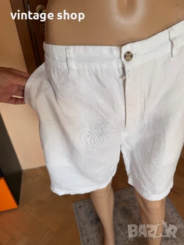 Мъжки бермуди Zara(къси панталони) 100 % лен, размер XL, снимка 4 - Къси панталони и бермуди - 55323643