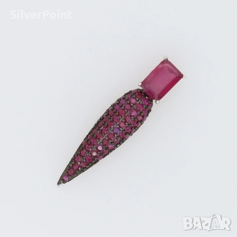 Изящна сребърна висулка с натурални Рубини , снимка 3 - Колиета, медальони, синджири - 54725364