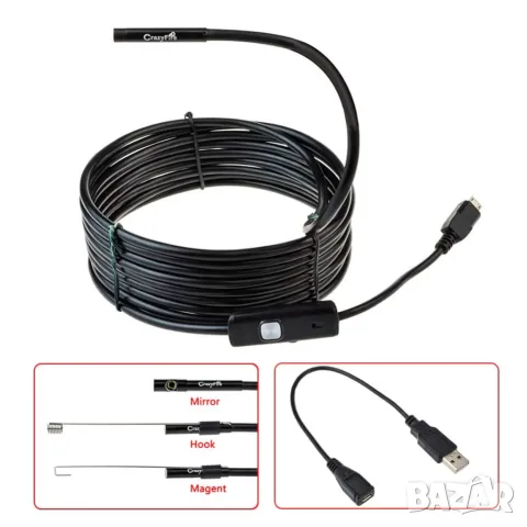 Водоустойчива Ендоскопска Камера 1Tech AN98 (5.5mm, 3.5m кабел) – USB / MicroUSB, снимка 3 - Камери - 18902355