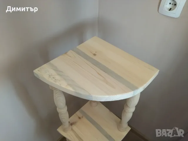 Ръчно изработена ъглова етажерка ( НАТУРАЛНА ) !!, снимка 4 - Етажерки - 55464497