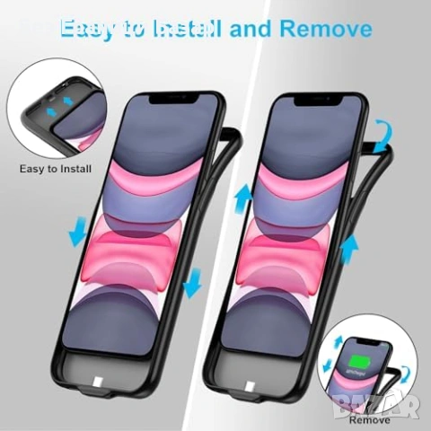 Нов Батериен калъф 7000mAh за iPhone 11 6.1 + Протектор екран Айфон защита, снимка 6 - Калъфи, кейсове - 53973236