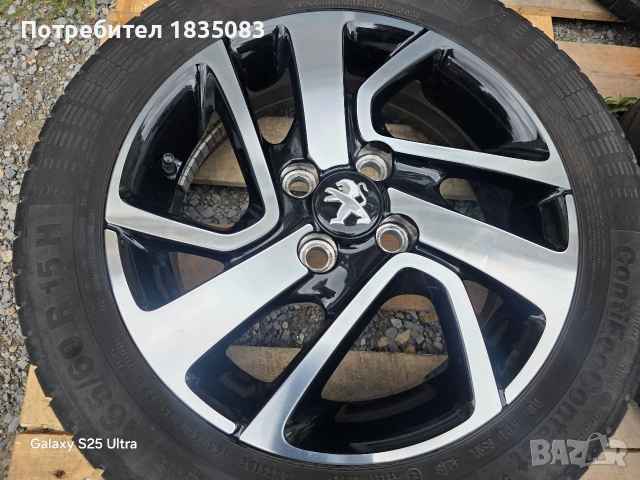 Лети джанти 15ки 4х100 Peugeot, Toyota + летни гуми 165/60/15 Continental, снимка 5 - Гуми и джанти - 54839582