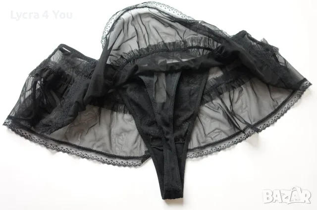 C&A Lingerie черна ефирна тюлена мини пола с вградени прашки, снимка 7 - Бельо - 55418231