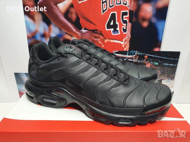 !НОВИ! Nike Air Max Plus 'TN' Leather | Triple Black | + КУТИЯ, снимка 3 - Маратонки - 55282986