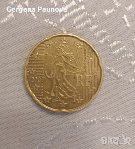 рядка монета от 20 евро цента Франция