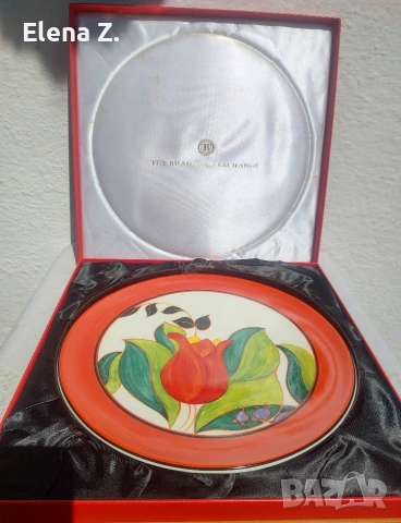 Разкошно декоративно плато Wedgwood Clarice Cliff Red Tulip, снимка 3 - Декорация за дома - 55247431