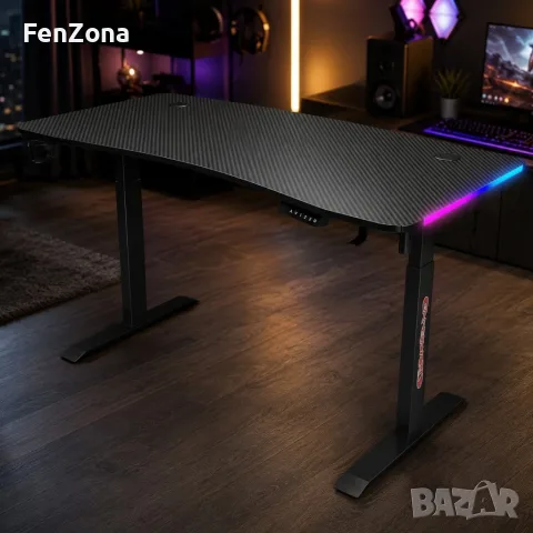 Гейминг бюро - LED RGB, Регулируема височина, 140см, снимка 7 - Геймърски - 55522687