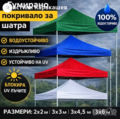 Покривало за шатра 2х2м/3х3м/3х4,5м/3х6м