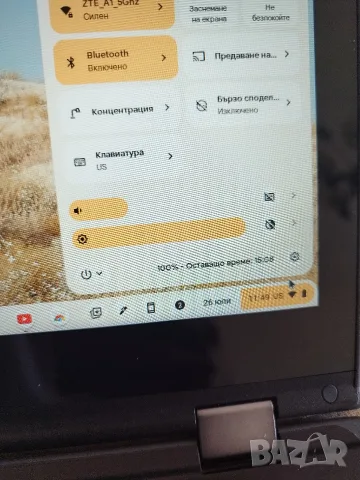 Лаптоп/Таблет - Chromebook Lenovo - 11.6" сензорен дисплей, 4 ядрa Intel, 4GB рам, 15 часа батерия, снимка 3 - Лаптопи за дома - 55421967